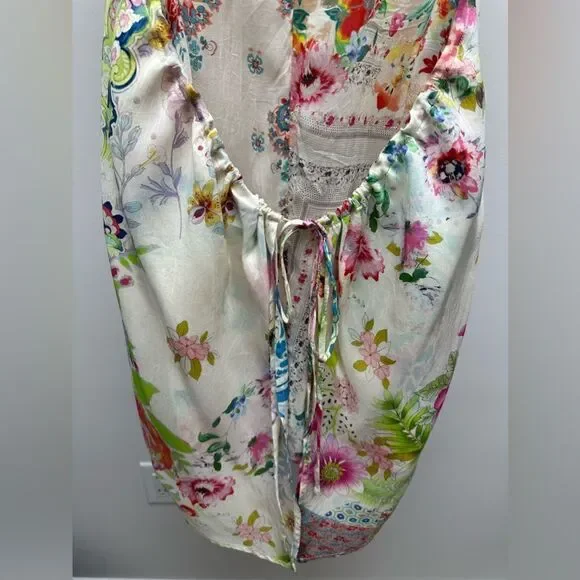 Johnny Was Floral Rayon Drawstring Tunic M